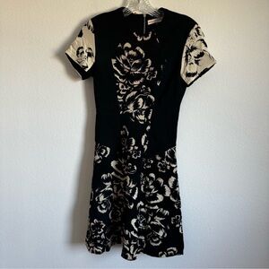 Rebecca Taylor Artisanal Floral Print Blocked A-Line Silk Dress Size: 0